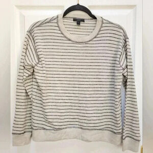 J. Crew Women's Silver Glitter Striped Crew Neck Long Sleeve Shirt Size Small